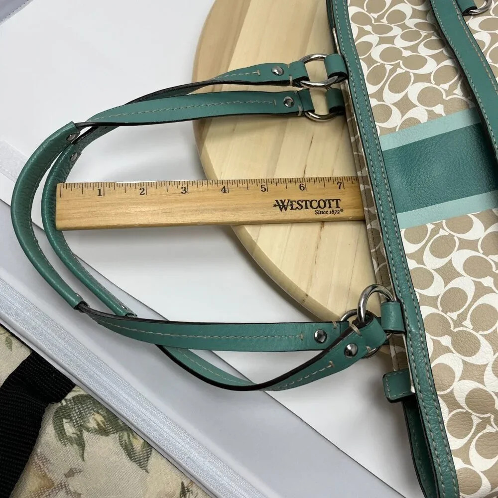 COACH Heritage Chelsea Tote Signature Tan Green F15137